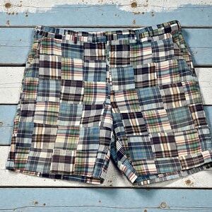Madras Bermuda Shorts Cotton Plaid Patchwork Preppy Mens 40 x 8 Beach Cruise